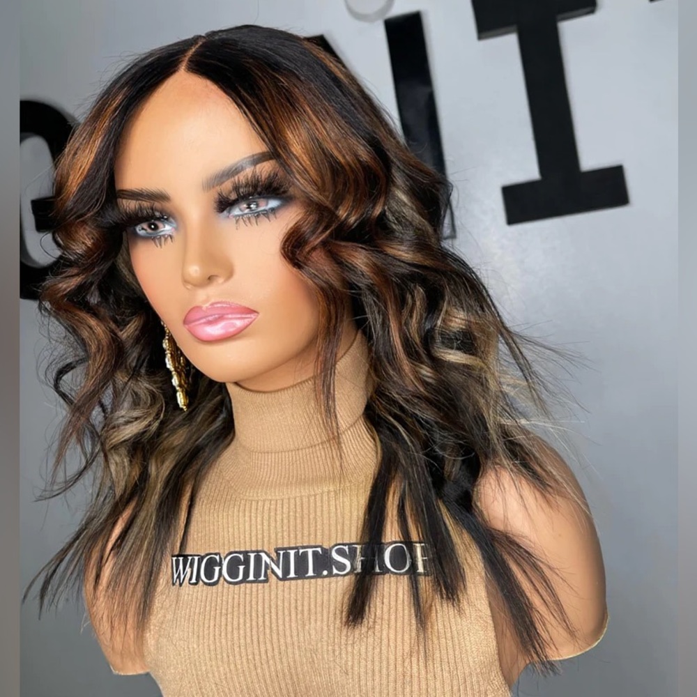 100% Human Hair Wig - Honey Brown and Blonde Wig